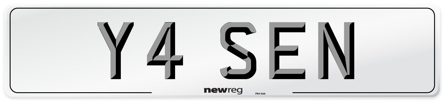 Y4 SEN Number Plate from New Reg